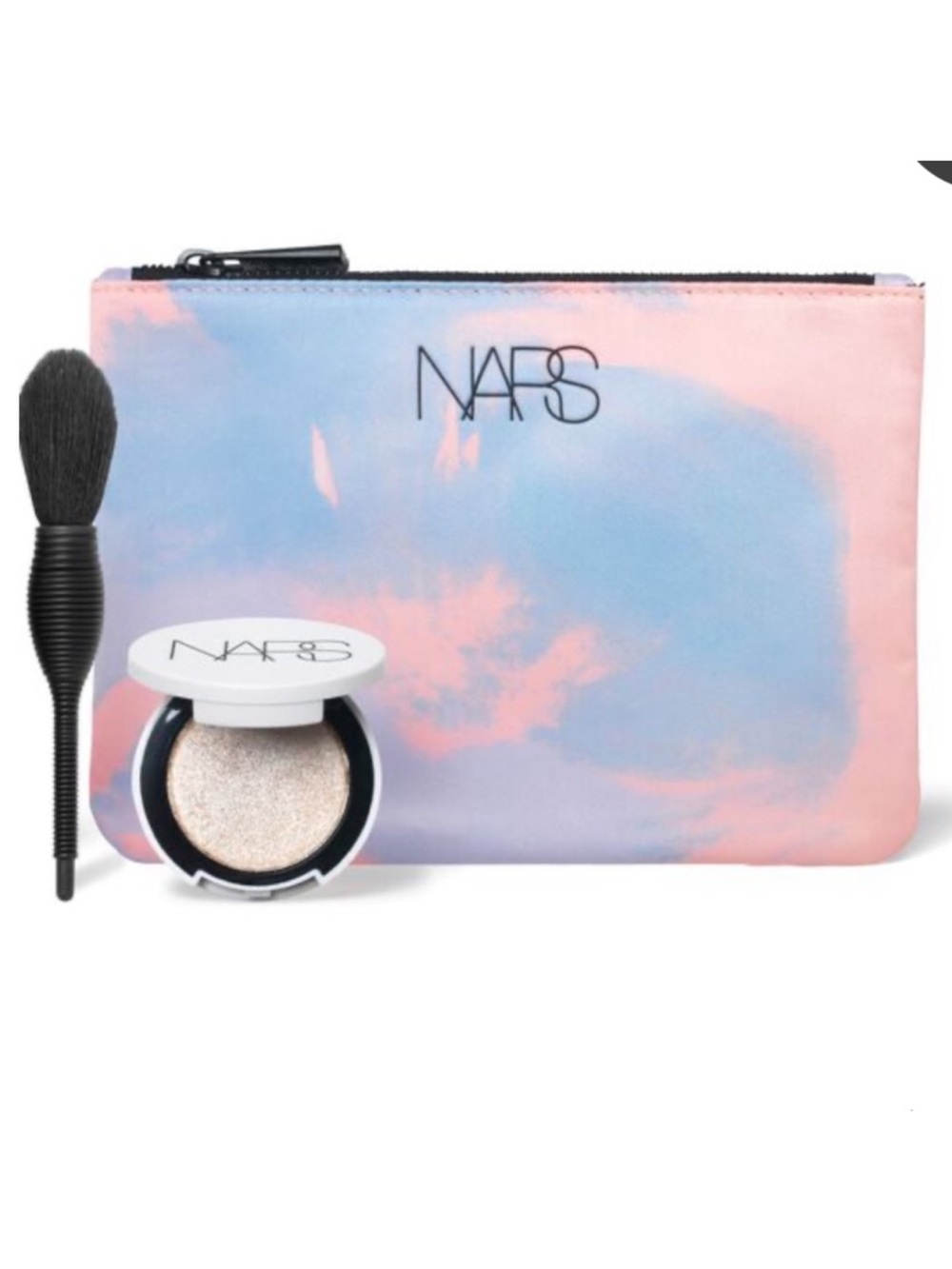 NARS Lavendar Pouch, Mini Yachiyo Brush, Mini Eros Light Reflecting Luminizer